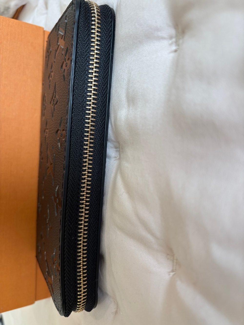 Fashionable Black Embossed Monogram Zip Wallet - Picture 2 of 5